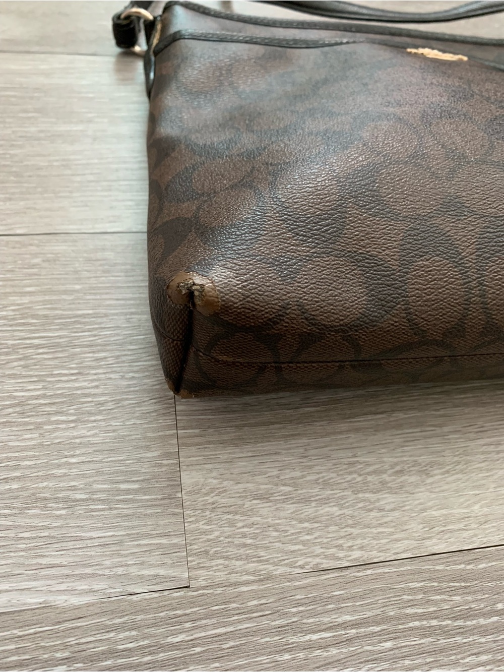 Coach Brown White Monogram Signature File Crossbody Bag - Picture 6 of 10